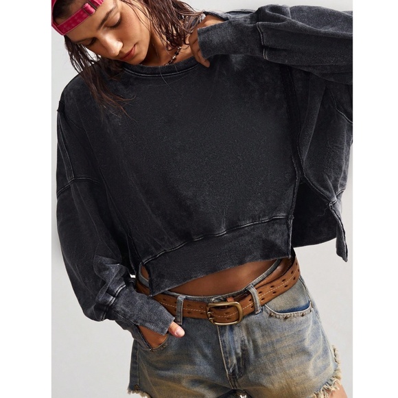 Cotton Black Butterfly Mesh Sheer Back Insert Sweatshirt - Picture 2 of 8